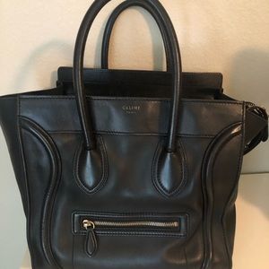 Céline Cabas Phantom Luggage Medium Black/ Black Hardware Calfskin Leather Tote
